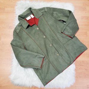 Alfred Dunner Green Pea Coat with Red Lining